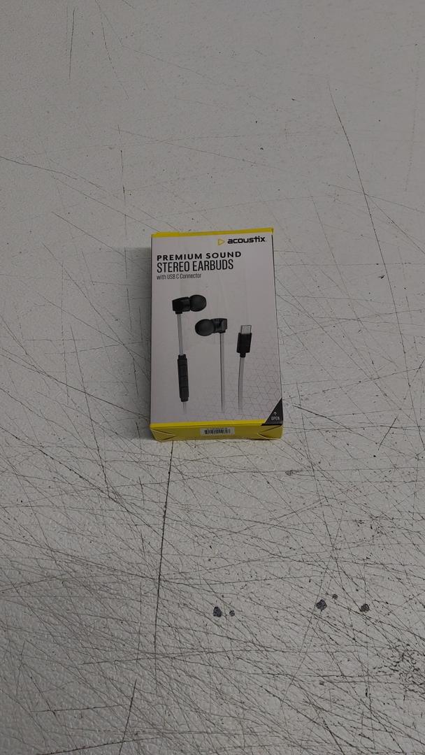 Acoustix Premium Sound Wired Stereo Earbuds with USB-C Connector - Gray / Black