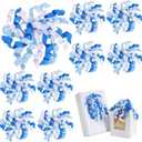 TONIFUL 8 Pack Blue White Curly Ribbon Bows 4.5 Inch Grosgrain Gift Wrap Bows for Gift Wrapping, Treat Bags, Wine Bottle Decor, Christmas, Valentine, Weddings, BirthdaysBaby Shower Decoration