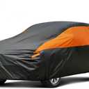 SUV Car Cover for Automobiles All Weather Waterproof, Universal Fit Buick Encore, Chevrolet Trax, Ford Escape, Jeep Compass, Kia Sportage, Nissan Kicks, Subaru Forester etc. (1 Fit SUV-Length (Up To 181"), Black-Orange)
