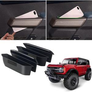 WDG Door Handle Storage Box Container for Ford Bronco 2021 2022 2023 2024 2025 Car Interior Accessories, ABS Front and Rear Door Side Armrest Phone Pocket Organizer Insert Glove Pallet 4PCS