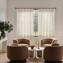 Linen Kitchen Curtains,36 Inch Length Light Filtering Sheer Short Cafe Window Curtains Tier,Pinch Pleated Small Kitchen Drapes for Windows,2 Panels,(36" W x 36" L Natural)