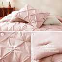 CozyLux Queen Comforter Set Peach Pink, 7 Pieces Pintuck Bed in A Bag, Premium Pink Comforter Queen Size, Pinch Pleat Bedding Sets with Comforter, Sheets, Pillowcases & Shams