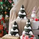 Vicenpal 3 Pcs Christmas Tree Throw Pillows Decorative Green and White Xmas Tree Shaped Pillows Christmas Plush Decor for Winter Holiday Party Outdoor Bedroom Cushion Decoration