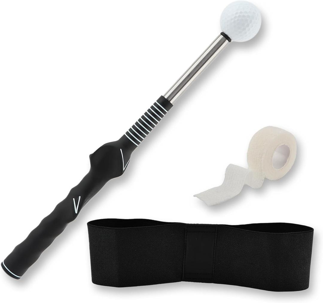 Retractable Golf Swing Trainer, Portable Golf Grip Click Stick Trainer, Grip Trainer Golf Club Click Feedback for Tempo & Swing Mechanics, Strength & Tempo Training for Chipping Hitting