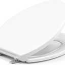 Plus Toilet Seat Elongated, Soft Close Toilet Seat, No-Slam, Magnetic Quick-Release Easy Clean, Easy Installation, SecureGrip Bumpers, Wobble-Free, Adjustable Fit, Plastic, White