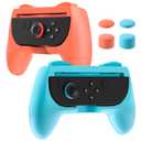 PAWDIARY Switch 2 Grip Compatible with Nintendo Switch 2025 Controller, [2 Pack] Grip Accessories for New Switch 2 Controller, Ergonomic Comfort Handle Kit with 4 Thumb Caps (Blue&Orange)