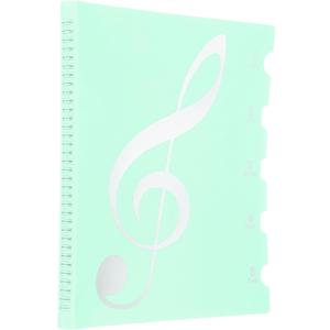 MECCANIXITY Sheet Music Folder Display 20 Sleeves 40 Pages Spiral Binder Organizer, Letter Size 8.5 x 11 Paper A4 Documents Storage Holder Bag (Light Green Sticker)