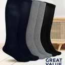 Pembrook Light Compression Socks for Women - 6 Pairs | 8-15 mmHg Cotton Compression Socks Women | Circulation Support (Black, L)