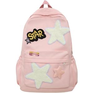 MININAI 2025 Preppy Backpack Trendy Y2K Stars Backpack Cute Aesthetic College Laptop Backpack Casual Daypack Y2k Accessories (Pink, One Size)