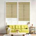 No Drill Bamboo Roman Shades Cordless, Raw Bamboo, 35" W x 64" H