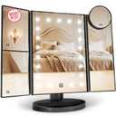 HUONUL Makeup Mirror, Vanity Mirror with Lights, 2X/3X/10X Magnification, Touch Control, Trifold, Dual Power Supply, Mothers Day for Mom Gifts,Gifts for Women, Wife, Mom, Girls,Dorm Room Essentials (Black)