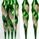 11.8" Green Christmas Icicle Ornament Balls Shatterproof Final Drop Ornaments for Tree Decorations Christmas Teardrop Ornaments 4 Set Glitter Swirl Drop Hanging Ornament for Xmas Holiday Party