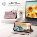 Wallet Case for iPhone 17,[RFID Blocking] 3 Card Holder Stand with Credit Card Slot PU Leather Magnetic Protective Flip Cover for iPhone 17 (Rose Gold)