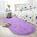 ISEAU Oval Fluffy Rug Carpets, Modern Plush Shaggy Area Rug for Kids Bedroom Extra Comfy Cute Nursery Rug Bedside Rug for Boys Girls Room Home Decor Mats, 2.6 x 5.3ft, Purple