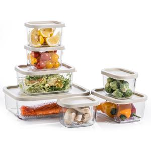 KEMETHY 6 Pack Glass Food Storage Containers with Lids,Stackable BPA Free Glass Meal Prep Containers,Glass Lunch Containers with Lids for Kitchen Storage and Organization- Baking, Microwave, Oven