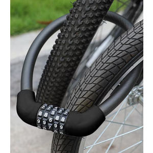 Bike Locks Heavy Duty Anti Theft, Combo Bike U Lock, 4-Digit Resettable Combination E-Bike Large U Shaped Lock with 5Ft Steel Cable for Electric Bike, Bicycle, Escooter, Motorcycle,Door