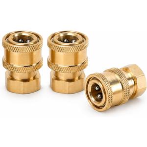 Pressure Washer Fittings 3 Pack Brass 1/4 Inch Quick Connect Coupler to Female NPT Adapter Heavy Duty Power Washer Connector Set
