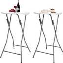 2 Pack 24" Round Folding High Top Cocktail Tables, 24 inch X 41 inch