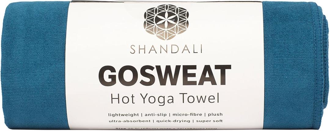 Shandali GoSweat Non-Slip Hot Yoga Towel with Super-Absorbent Soft Suede Microfiber in Many Colors, for Bikram Pilates and Yoga Mats. (72.00" x 26.50", Evening Blue)
