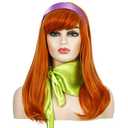 Amazon.com: Long Wavy Ginger Orange Wigs with Bangs for Women | Green Scarf | Purple Headband (Adult Size) : Clothing, Shoes & Jewelry