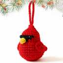 Cardinal Christmas Ornaments - Cardinal Gifts - Memorial Bereavement Remembrance Sympathy Ornaments for Loss of Loved One, Mom, Son, Father - Memorial Christmas Crochet Ornament 2025 & Card