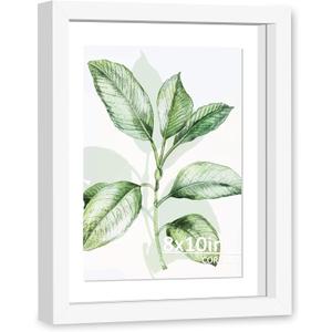 CORE ART 8x10 Floating Picture Frame, Double Plex Glass Floating Frame for 5x7,4x6 Pictures, Wall or Tabletop Display, White
