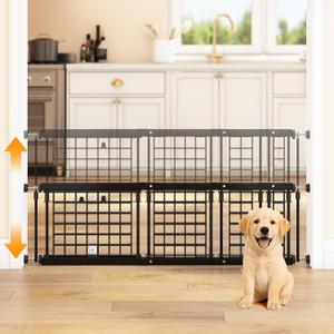 Fldofaves Adjustable Dog Gate - 13-22 Inch Height, 18-43 Inch Width Extension - No Drill Pet Gate for Doorways, Stairs, Puppies - Heavy Duty Metal Safety Gate