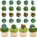 DecoPac Jurassic World Cupcake Rings, 24 Dinosaur Cupcake Decorations For Birthday, Party, Celebrations- 24 Pack