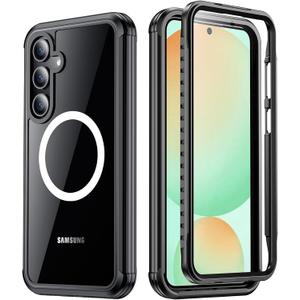 Temdan for Samsung Galaxy S24 FE Case, [Built-in Glass Screen Protector][Compatible with Magsafe][Full Body Shockproof][Work with Fingerprint ID] Heavy Duty Protection Phone Case for S24 FE 6.7"
