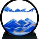 SANDCLE Moving Sand Art Liquid Motion - Moving Sand Art Picture Decor 3D Deep Sea Sandscape, Round Glass Frame Display Flowing Sand Relaxing Toy for Desktop Home Office Work Decoration(Blue, 12")