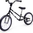 16 Inch Kids Balance Bike for 5-8 Year Old, BMX Kids Bike with No Pedals, Air Rubber Tires, Footrests, Adjustable Height for Big Kids, Boys, Girls (Black)