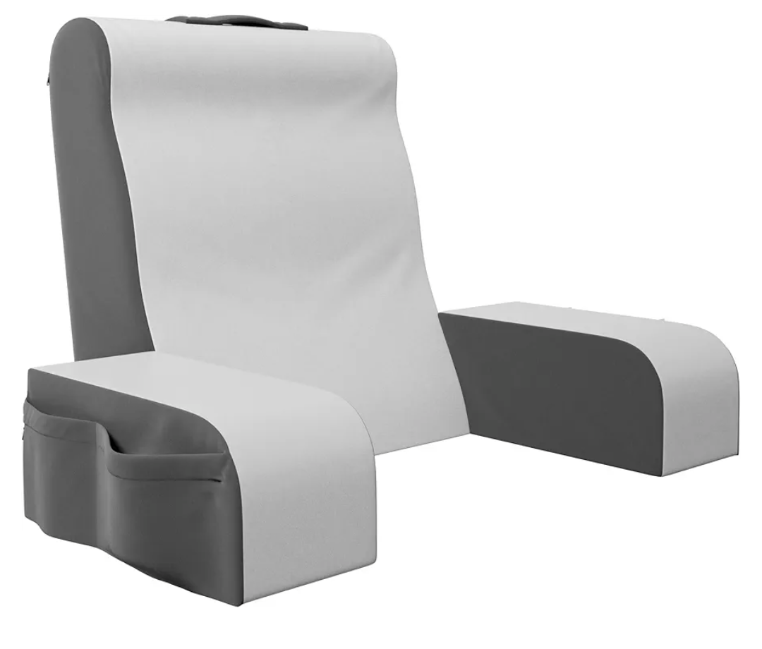 Wedge Reading Pillow for Bed, Cushion with Arms for TV, Books, Nursing, Back - Bed Pillow for Sitting Up in Comfort, Plush Backrest. Bed Chair, Sit Up in Comfort (19" Gray/White)