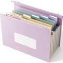 EcoStash Wheat Straw Expanding Hanging File Folders,1.2" Accordion Pockets,File Organizer,Large Capacity,Letter Size for Filing Cabinet, 100% BPA Free, Return to Nature, Healthy Living-Lavender purple
