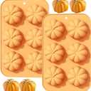 2 Pcs Pumpkin Silicone Chocolate Mold 3D Fall Halloween Chocolate Molds Thanksgiving Cake Pan Autumn Harvest Theme Candy Baking Soap Candle Molds for Home Party Decor