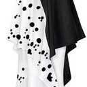 Adult Dalmatian Costume Deville Witch Cosplay Girls Gothic Dress Vintage Print Skirt Party Halloween Outfit for Women (Large, Black)