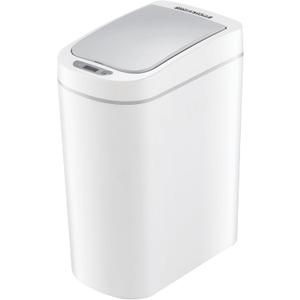 Ninestars 1.8 Gallon Automatic Trash Can, 7L Touchless Motion Sensor Bathroom or Bedroom Garbage Can with Odor-Sealing Lid, Slim Impact Resistant ABS Plastic, White