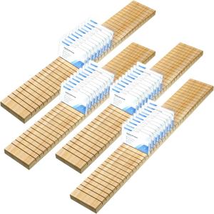 Wesiti 4 Pcs Wooden Name Badge Holder ID Tag Organizer Tray Name Badge Display Plate Sign Decor for Office School Business(23.6 x 3.5 x 0.8 Inches,Burlywood)