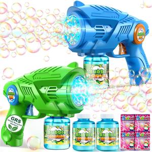 Bubble Gun Machine for Kids 4-8: 2-Pack Automatic Bubble Guns with 2 Bottles Refill Solution - Summer Outdoor Toys Bubble Blaster Maker Blower for Easter Party