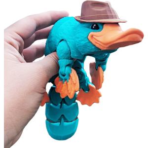 3D Printed Articulated Platypus Fidget Toys,3D Printed Dynamic Animals Toy, Large Full Articulated Flexible Crystal Platypus Toys,Adults Fidget Toys for Autism ADHD,Home Office Decor (Large-10Inch) (Blue)
