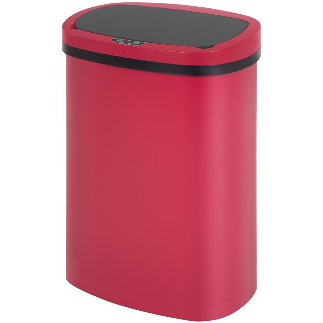 FDW Garbage Can 13 Gallon 50 Liter Kitchen Trash Can for Bathroom Bedroom Home Office Automatic Touch Free High-Capacity with Lid Waste Bin (Red)