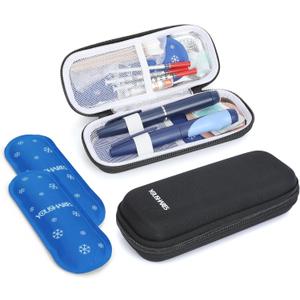 YOUSHARES Insulin Cooler Travel Case, GLP-1 Diabetic Medicine Cooling Bag for Zepbound for Mounjaro Pen, Refrigerated Diabetes Supplies Organizer with 2 TSA Approved Ice Pack