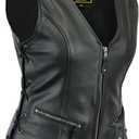 Womens Motorcycle Leather Vest Heavy-Duty Top Grain Cow Hide Classic Biker Style Vest (Black, S)