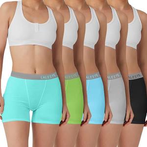 LALESTE Women Cotton Boxer Briefs 3" Inseam Boy Shorts Underwear Anti Chafing Shorts 5 Pack M
