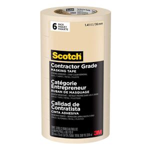 Scotch Painter's Tape Contractor Grade Masking Tan, Tape for General Use, Multi-Surface Adhesive Tape, 1.41 Inches x 60.1 Yards, 6 Rolls