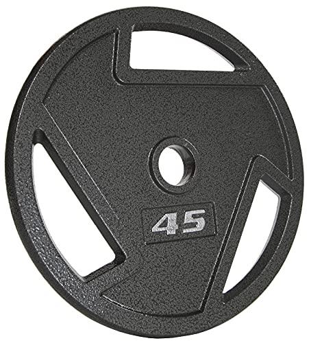 Signature Fitness Cast Iron Plate Weight Plate for Strength Training and Weightlifting, Olympic or Standard, Multiple Sizes (Black), Style: 45LB (Single)