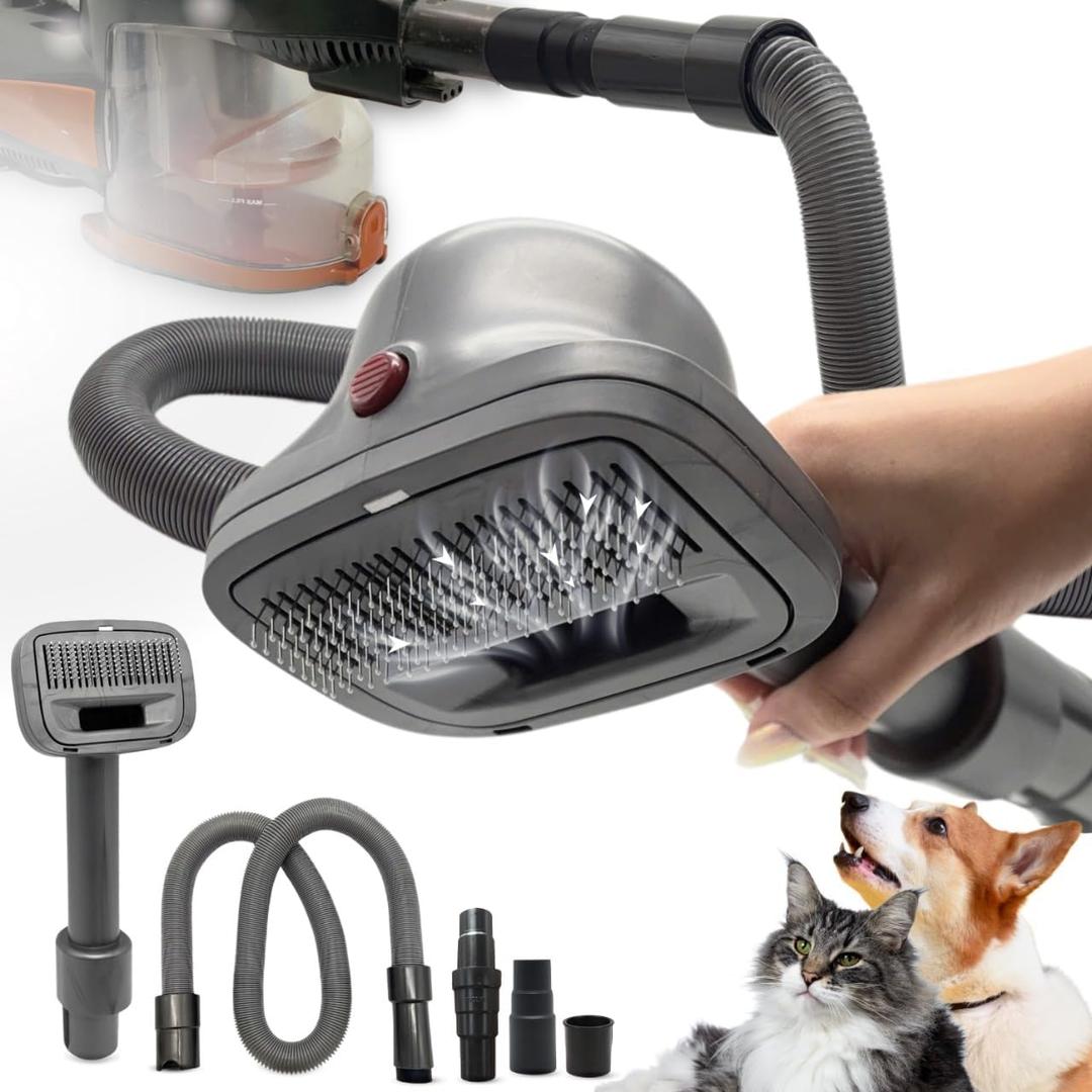 Dog Brush Vacuum Attachment for Miele Classic C1 C2 C3, Shark NV350 NV500 NV501 HV300 HV371 HV372 & Small Shop Vacs (1-1/4'' Vacuum Hose) - Pet Grooming/Removal Attachment for Dogs Cats