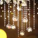 Yoande 24 Sets Hanging Glass Candle Holder Wedding Glass Globe with Acrylic Gems Bead Garland Tea Light Holder Orbs Container for Flower Plants Micro Landscape DIY Xmas Tree Party Decoration 2.36 Inch