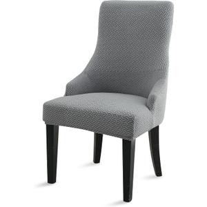 Liykimt Stretch Wingback Side Chair Slipcover-Accent Chair Cover Jacquard with Arm,Washable Upholstered Arm Dining Chair with Nailed Trim Protector for Dining Living Room (Count of 1, Gray/Jacquard)