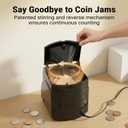Coin Counter Sorter Wrapper Machine: High-Speed 312 Coins/Min Large Hopper 400 Coins - Easy Use with Digital Value Display - Automatic Stop Coin Jams for Banks Retail and Cash Handling