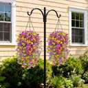 Serwalin Artificial Fake Hanging Flowers for Outdoors Planters,6PCS UV Resistant Faux Pansy Spring Flowers for Outside Porch Patio Garden Window Box (Mixed Colors)
